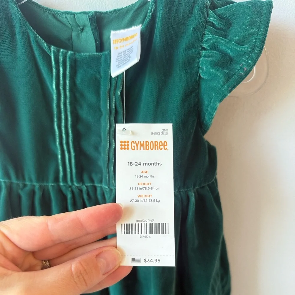 Gymboree Baby Girls‎ Green Velvet Holiday Dress NWT